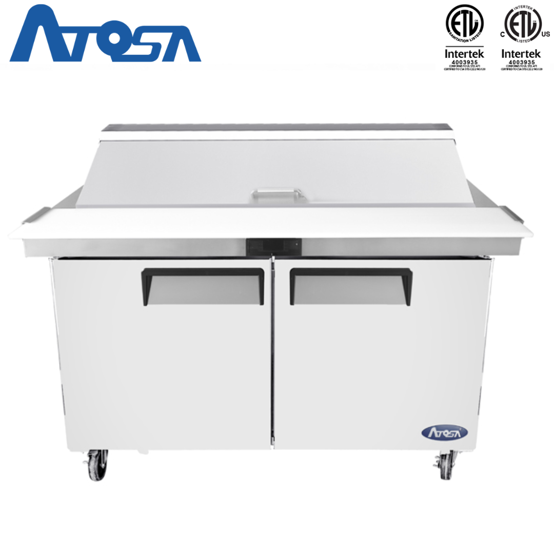 (PP) Mesa Estándar Sandwichera Refrigerada 60"/153cm 2 Puertas Acero Inoxidable Atosa MSF8303GR Salad prep. Sandwich.