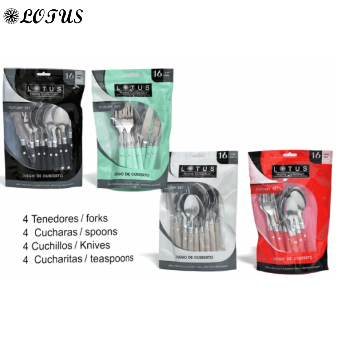 Set 16 Cubiertos de Metal Lotus LHC-7590