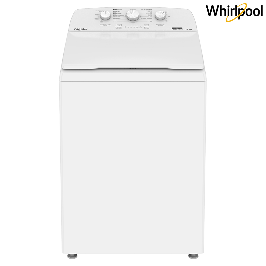 Lavadora Automática Whirlpool 8MWTW1713MJQ 17 kg Carga Superior con Xpert System, Agitador Single Action y Tina de Acero Inoxidable