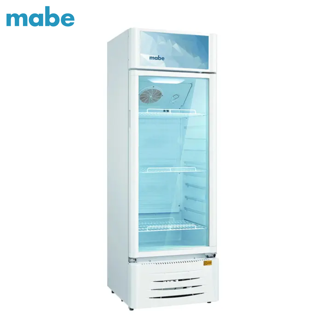 Vitrina Refrigeradora Comercial de Bebidas Mabe VM2164LB0 de 8 Pies Cúbicos (216 Litros), Puerta de Vidrio, Iluminación LED, Color Blanco