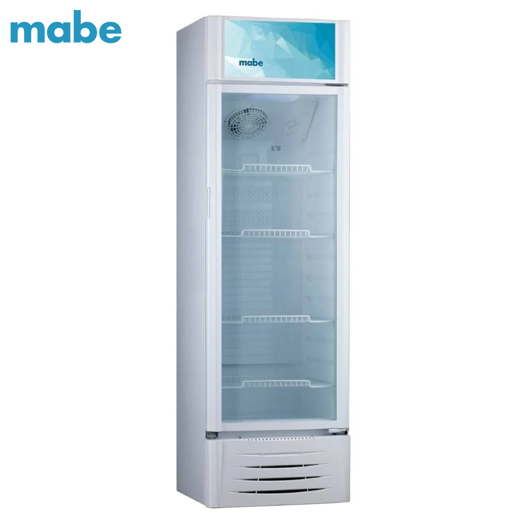 Vitrina Refrigeradora Comercial de Bebidas Mabe VM3164LB0 de 11 Pies Cúbicos (316 Litros), Puerta de Vidrio, Iluminación LED, Blanca