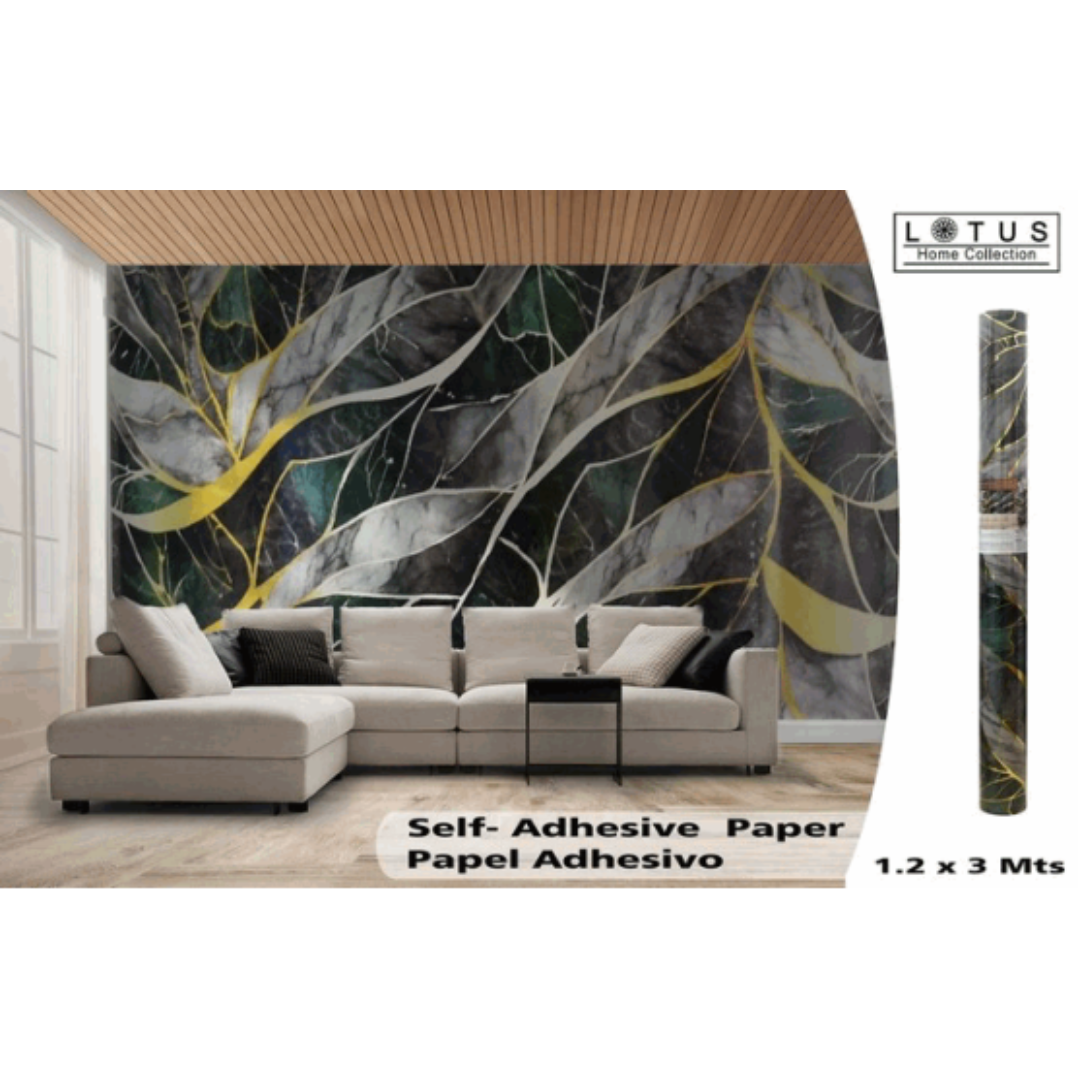 Rollo Papel Adhesivo para Pared con Diseños 1.2x3mt TLS-001 Lotus Estilo Mármol