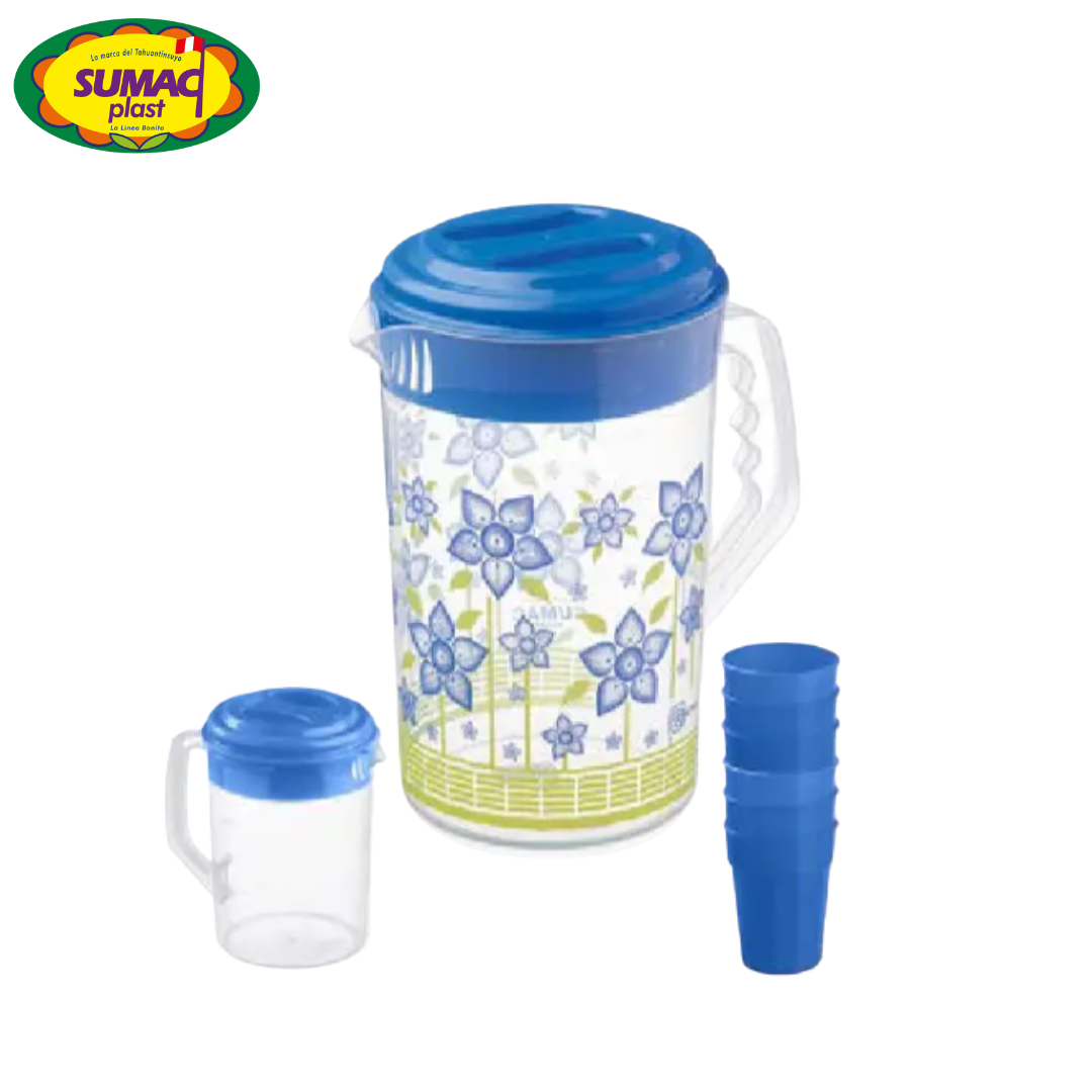 Set 2 Jarras 3.7L/0.6L + 6 Vasos Plásticos Sumacplast PTMESSET0012