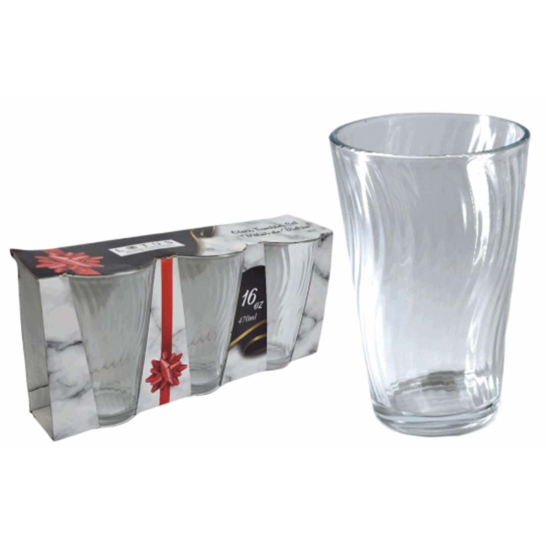 Set 3 Vasos de Vidrio 16oz / 470ml Lotus WH3-1604-6