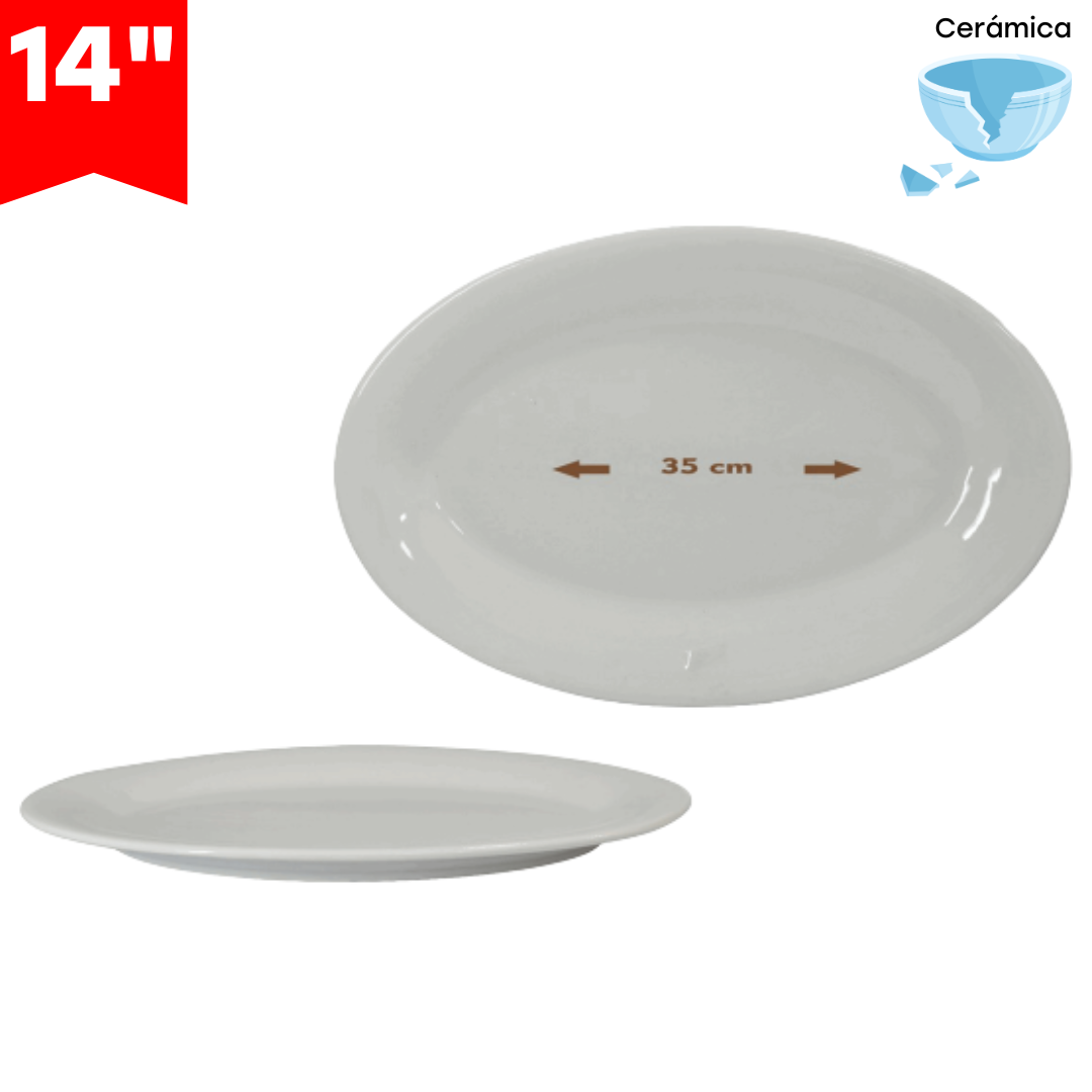 Plato de Cerámica Ovalado 14" 87657 Selecto