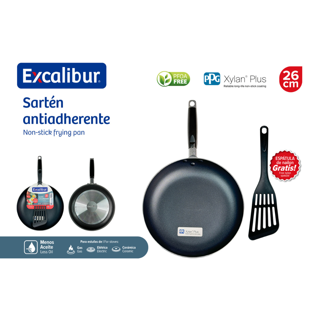 (LLEGANDO 26 DE FEB) Set Sartén + Cucharon Antiadherente 26cm Excalibur JLJ-26CMUT