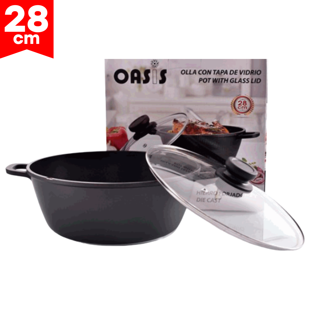 Olla con Tapa de Vidrio 28cm Oasis OS-8328 OASIS