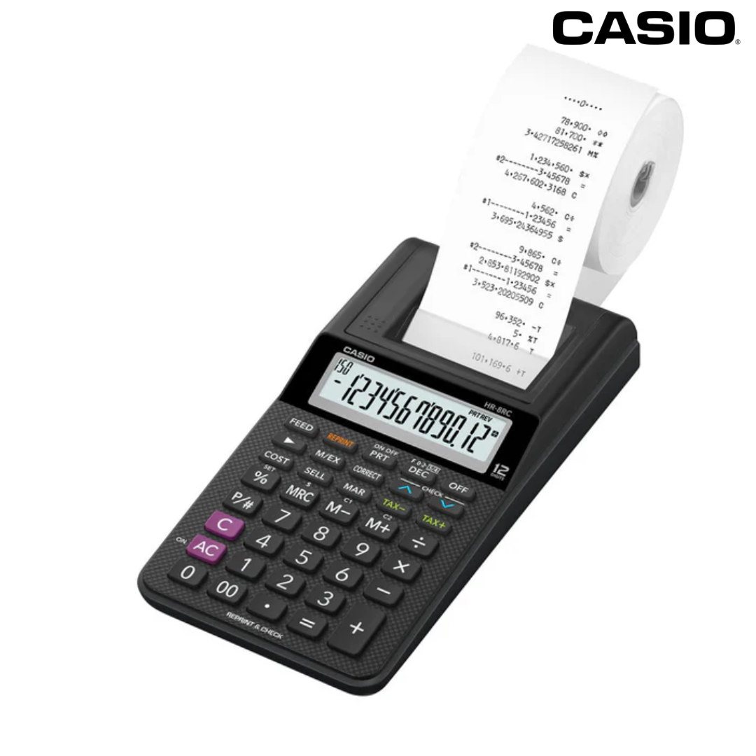 Calculadora con Impresora Casio Negro HR-8RC-BK Sumadora.