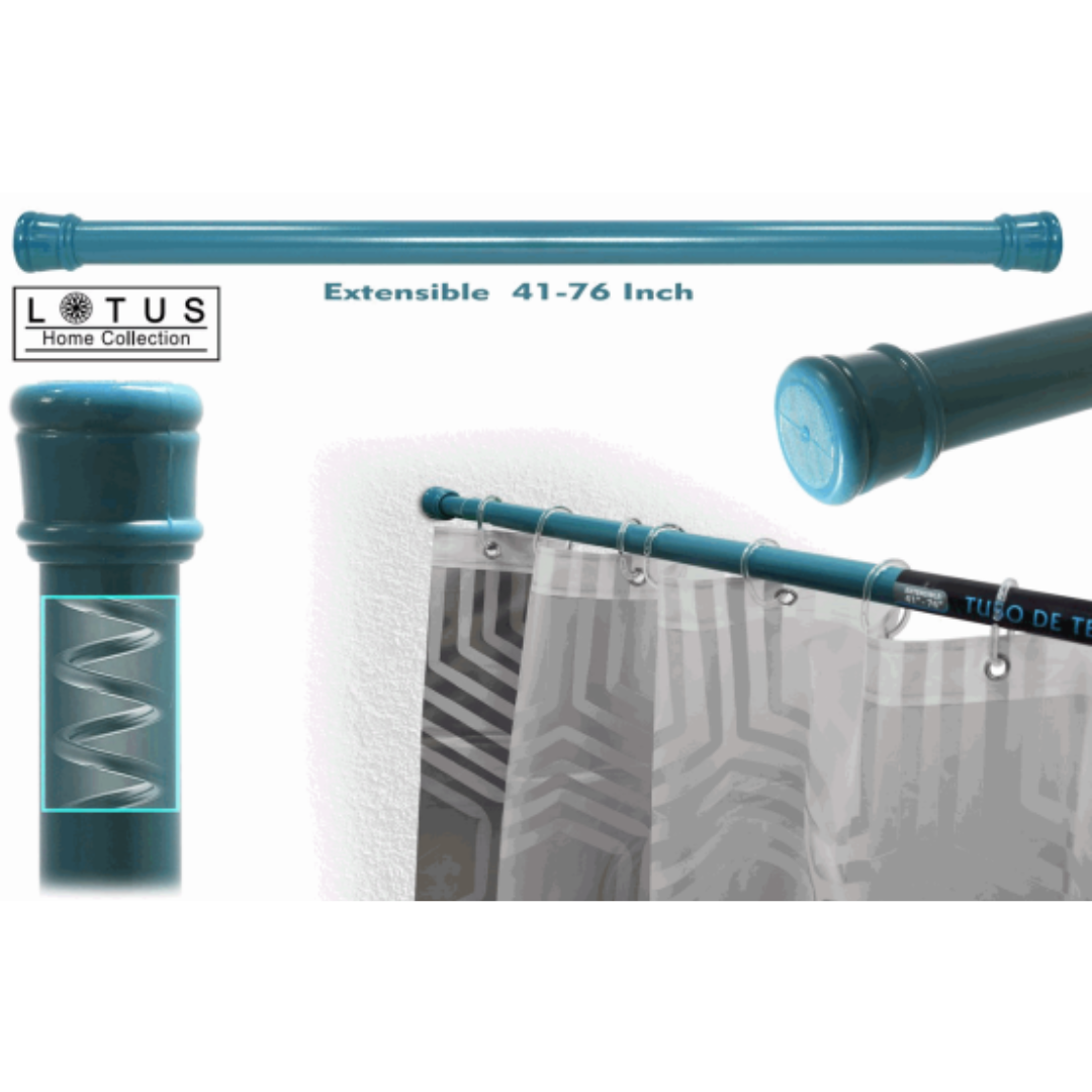 Cortinero de Metal para Baños Celeste 41"-76" Lotus TSR-07 Cortina. Cornisa.