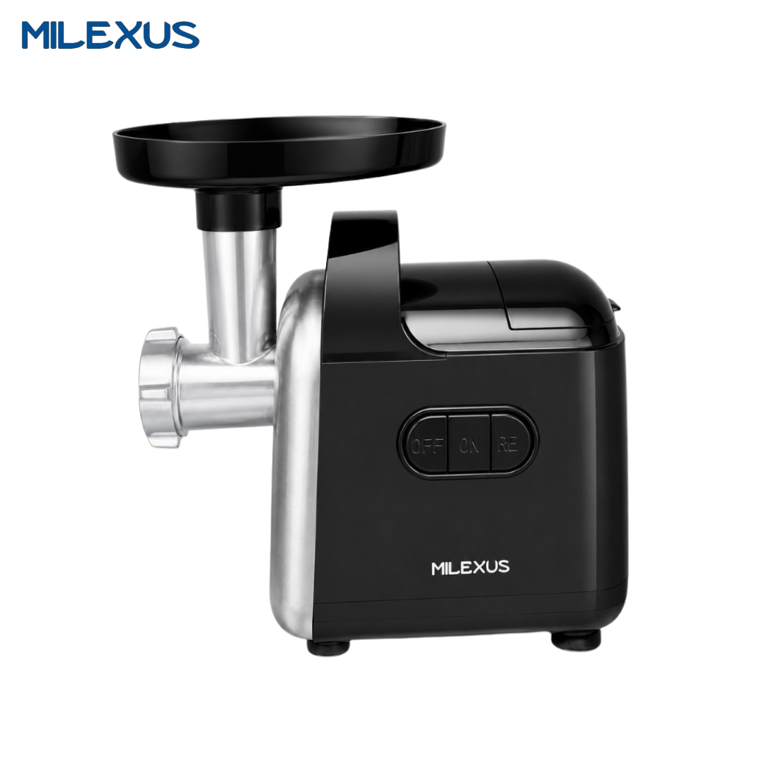 Molino de Carne Eléctrico Milexus ML-MG-422, Máquina Picadora de Carne con Función Reversa, Color Negro