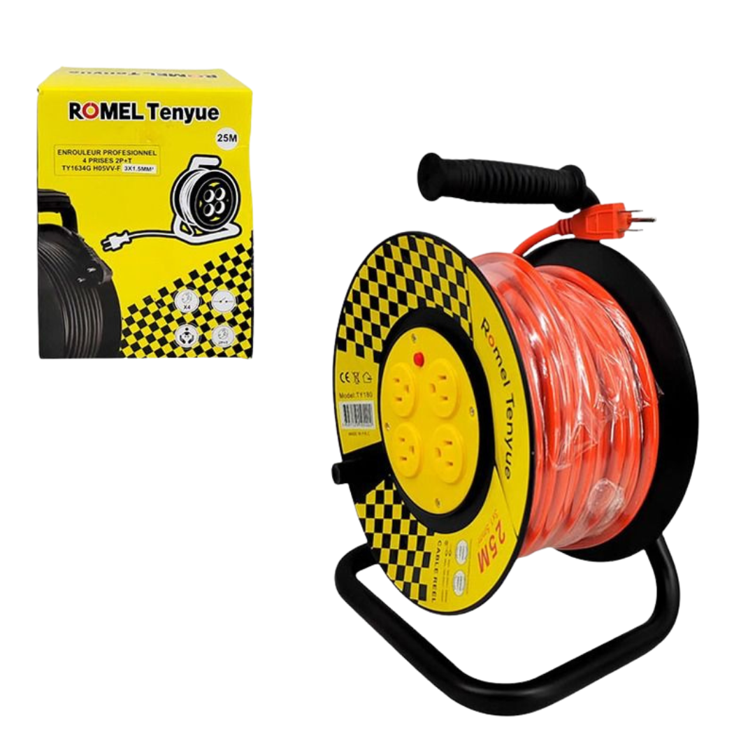 Extensión Eléctrica Enrollable con Base 25mts FSK11442 Selecto