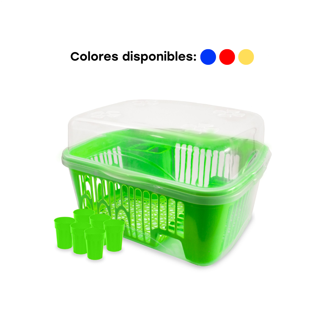 Escurridor de Platos + 6 Vasos Plásticos PTCOCPOR0002