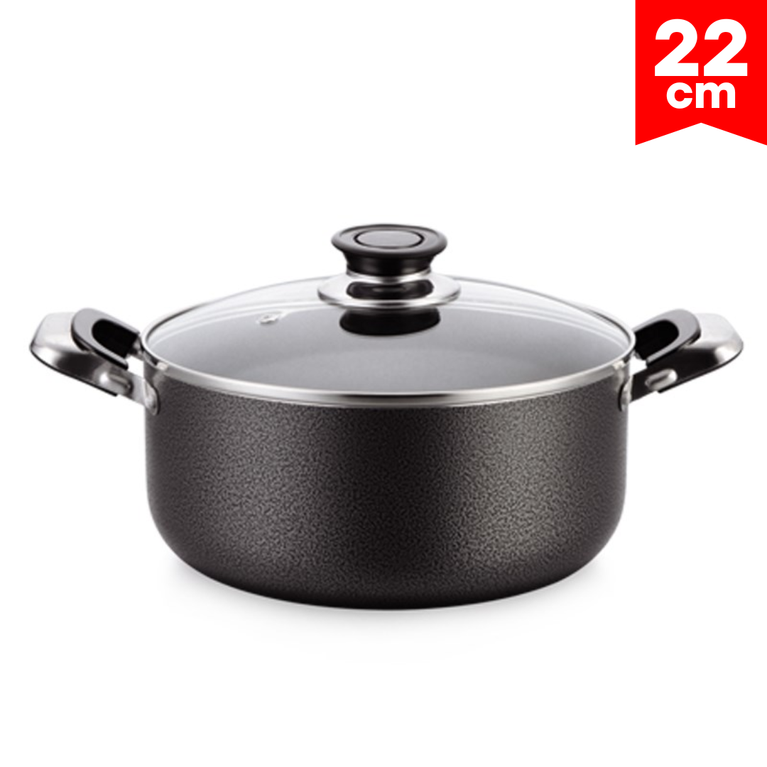 Olla de Aluminio con Tapa de Vidrio 22cm Lotus LHC-2022