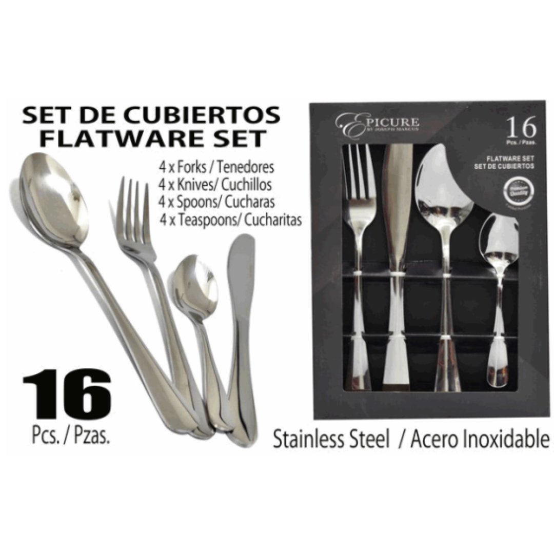 Set de 16 Cubiertos de Acero Inoxidable EP-16PCS-2