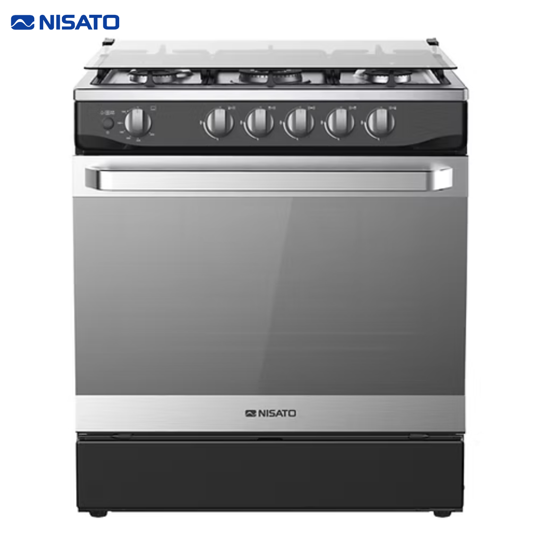 Estufa con Horno a Gas Nisato 30" con Air Fryer y 5 Quemadores – NEP-7735AFNDM