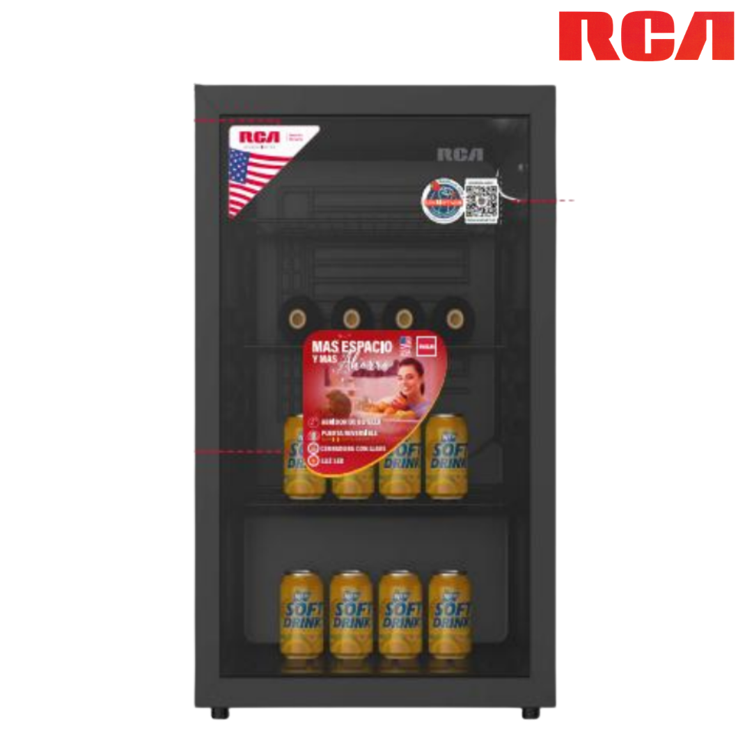 Refrigeradora Mini Bar 3.3p3 Puerta de Vidrio Templado RCBC90