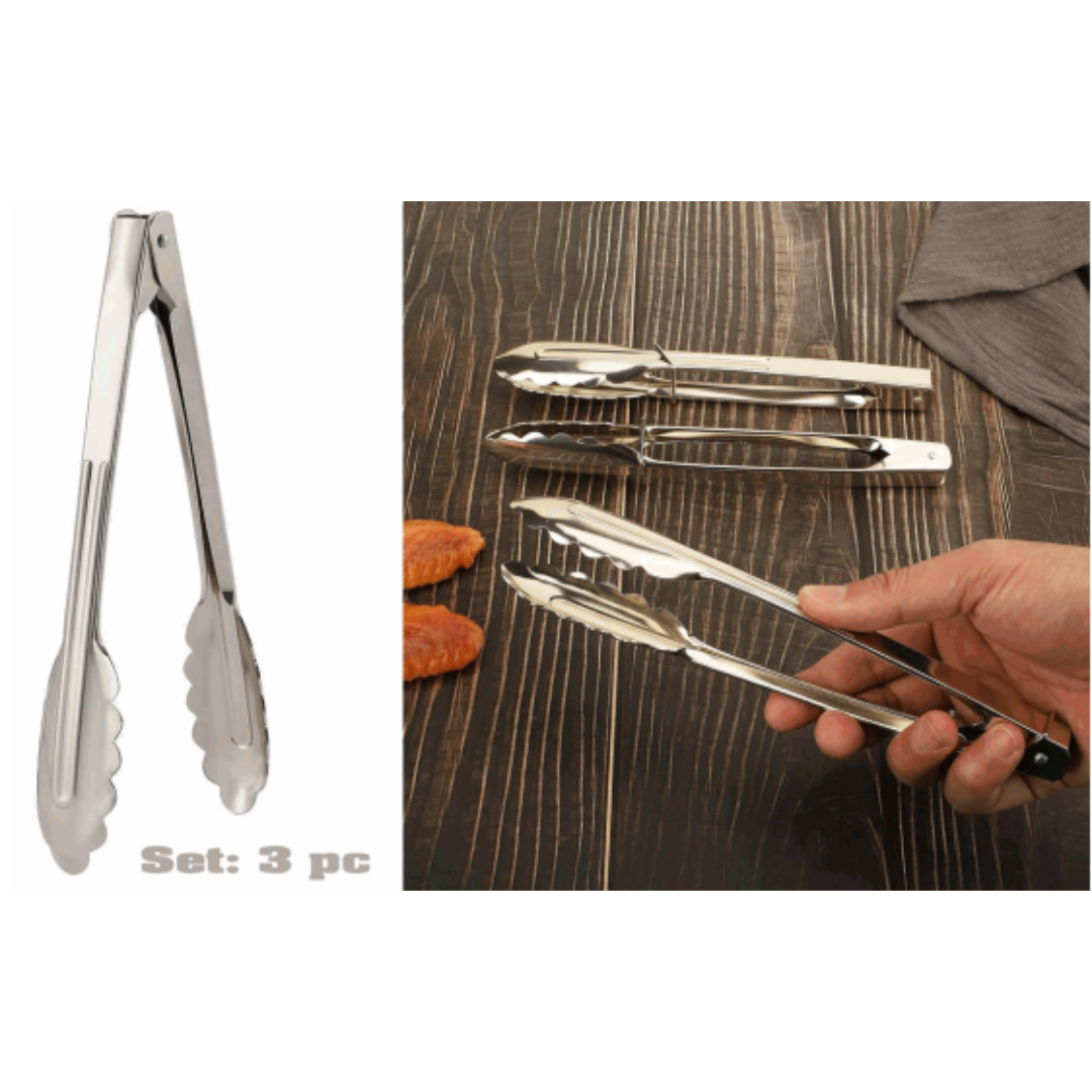 Set 3 Tenazas 7”, 9”, 12” de Acero Inoxidable 88786