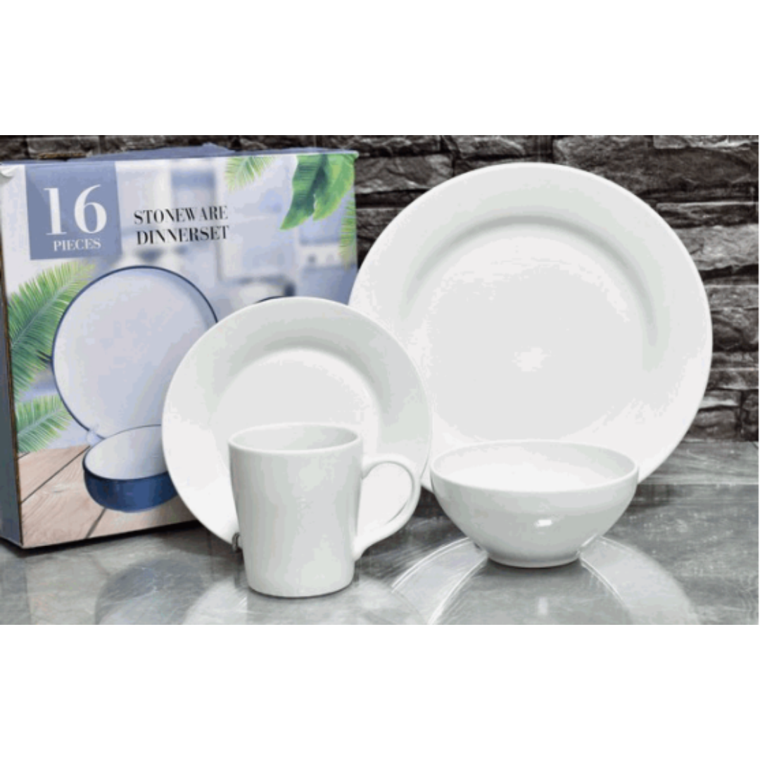 Set de 16 Vajillas de Porcelana Blanco ST-5615