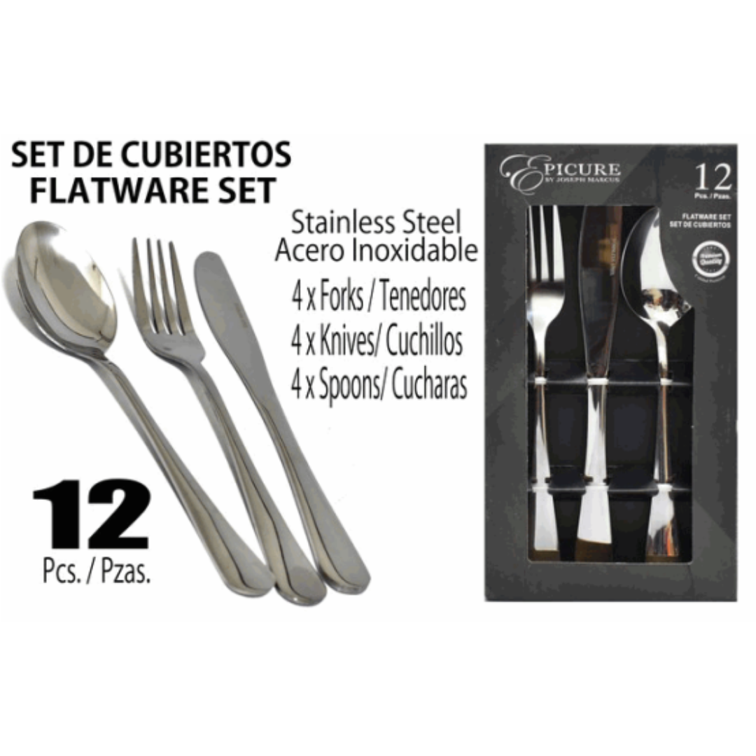 Set de 12 Cubiertos de Acero Inoxidable EP-12PCS-1