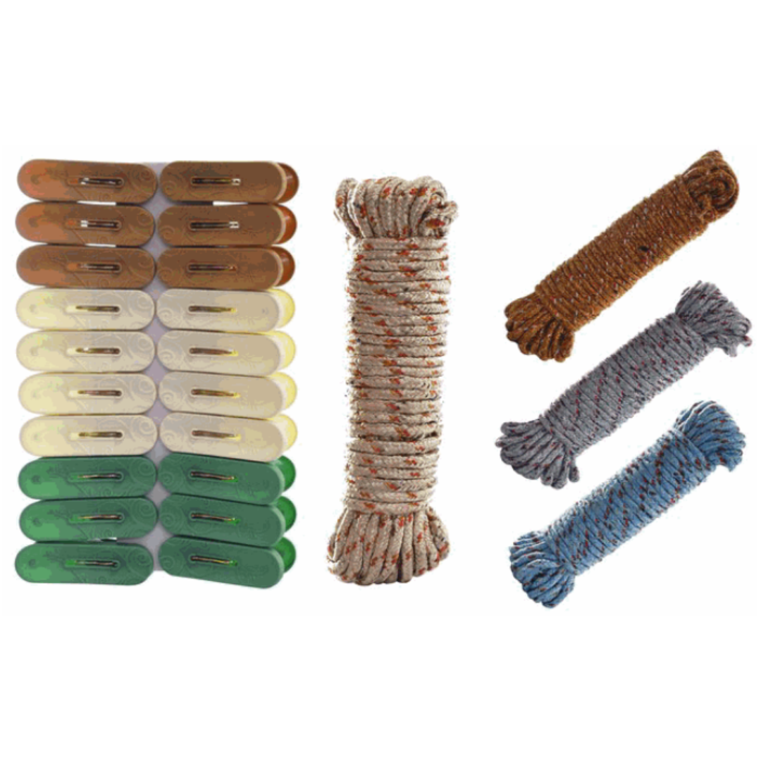 Horquillas de Ropa + Soga de Tela 89514 Selecto