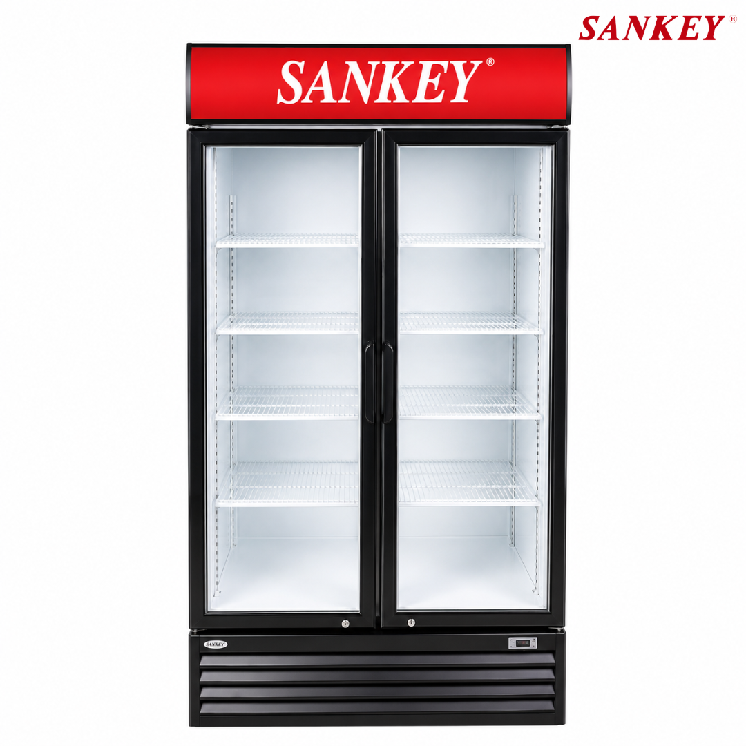 Vitrina Enfriador Refrigeradora Comercial de 2 Puertas 35.32p3 Cierre Automático Seguridad con Llave Sankey RFD-3562S Nevera.