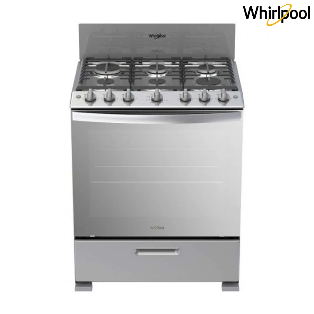 Estufa con Horno a Gas Whirlpool LWFR3400D de 30 Pulgadas con 6 Quemadores, Parrillas de Hierro Fundido y Horno EverClean