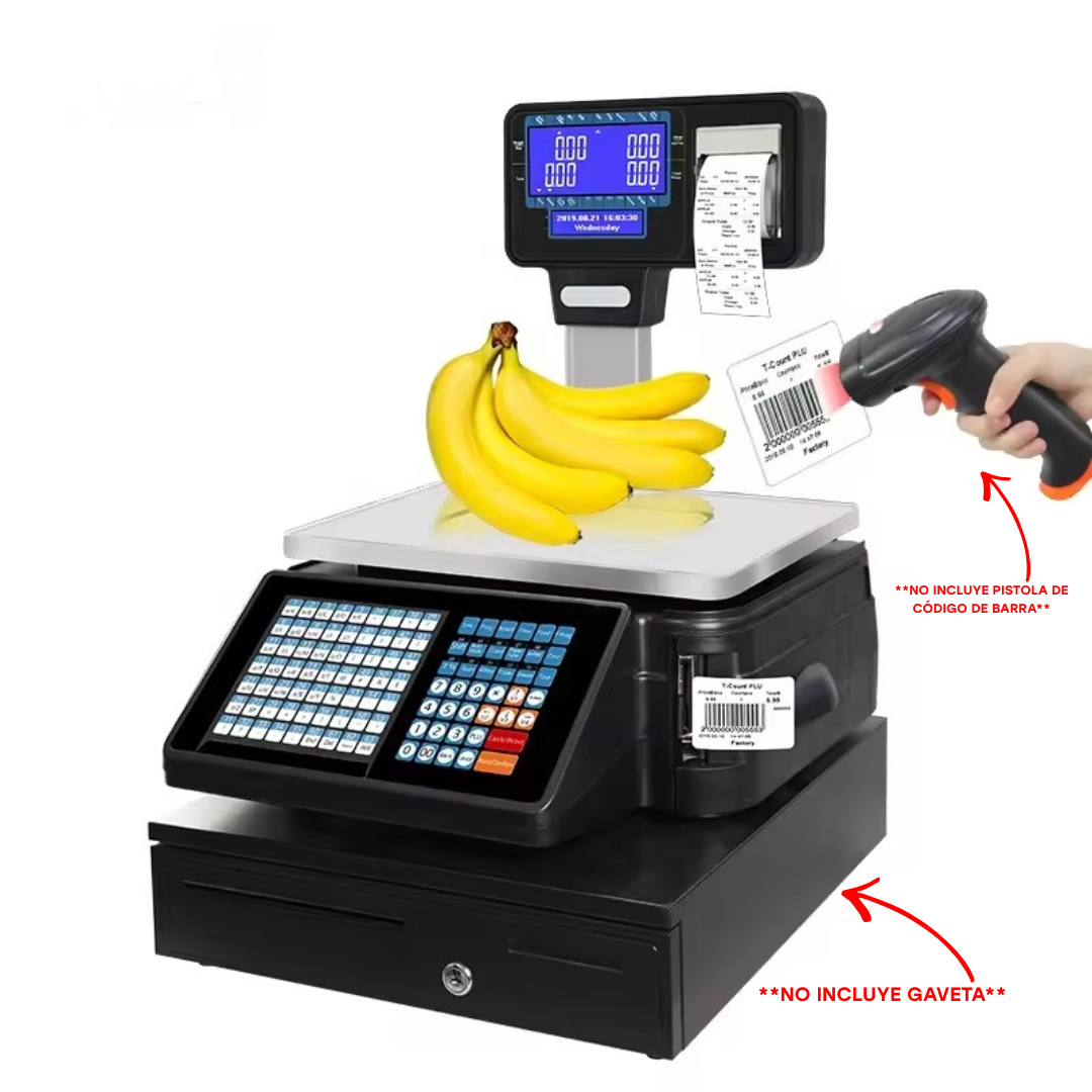 Balanza Digital de 30kg con Impresión de Código de Barra y Recibo Con WIFI TM-A21 Báscula. Pesa. Selecto