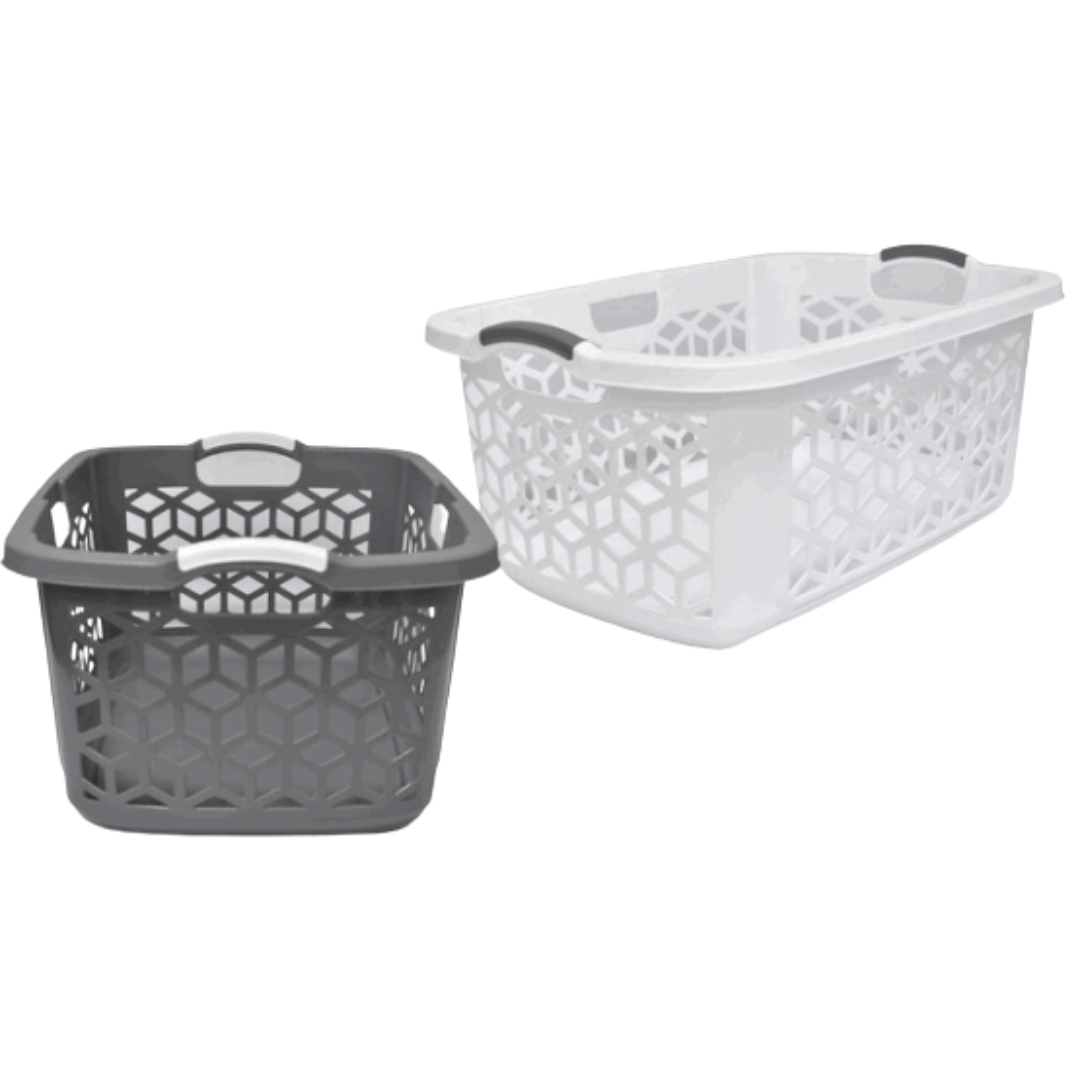Canasta de Ropa Plástica 30x70x47cm Blanco y Gris FF-7201 Cesta.