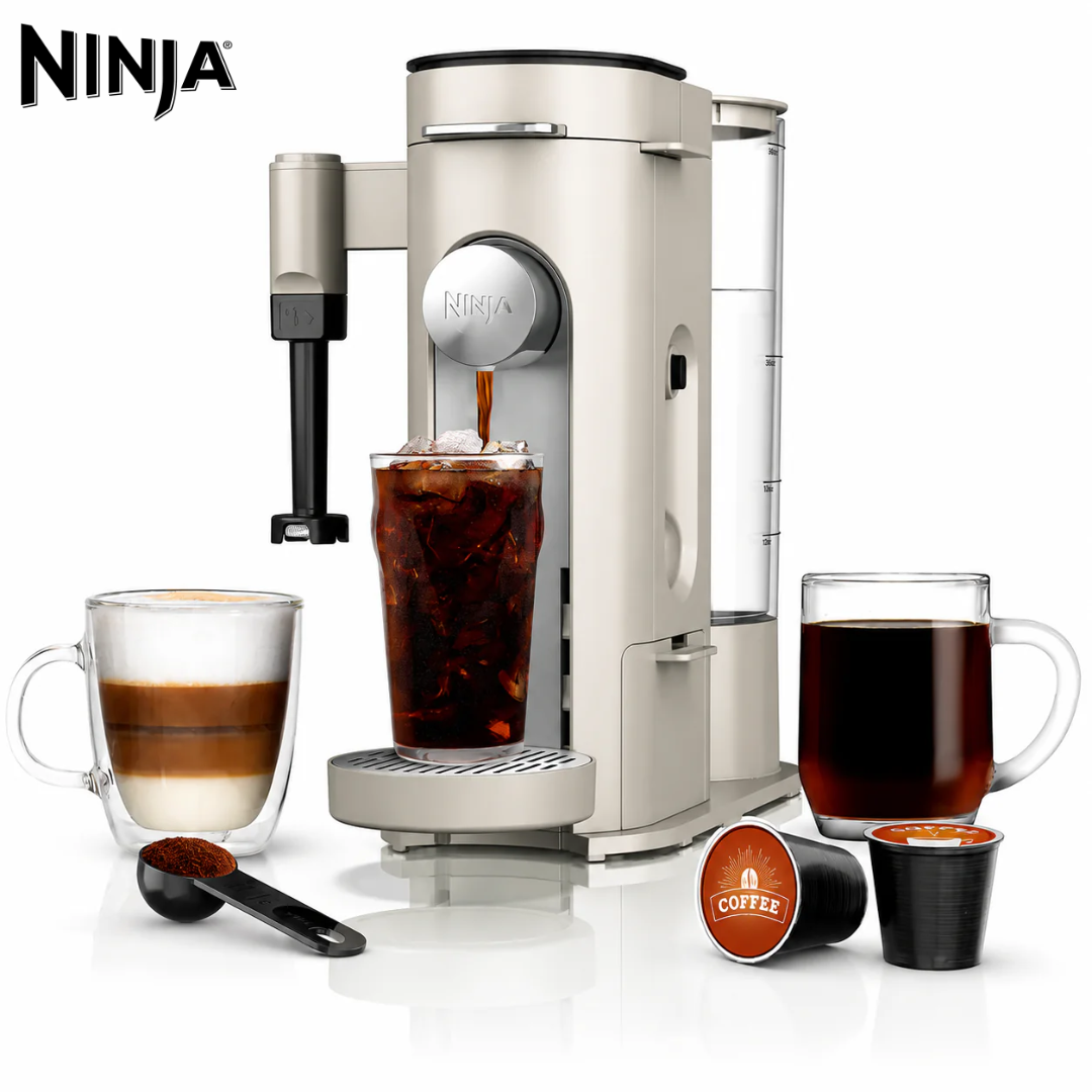 (LLEGANDO 10 DE AGOSTO) Cafetera Ninja PB051ST para Cápsulas y Café Molido con Espumador Integrado | 4 Estilos de Preparación | Color Stone | 1550W