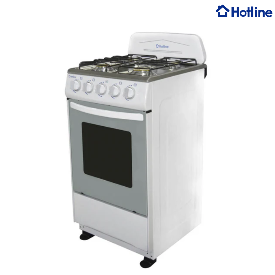 Estufa con Horno 20" 4 Quemadores a Gas Blanco Hotline HLGR450F