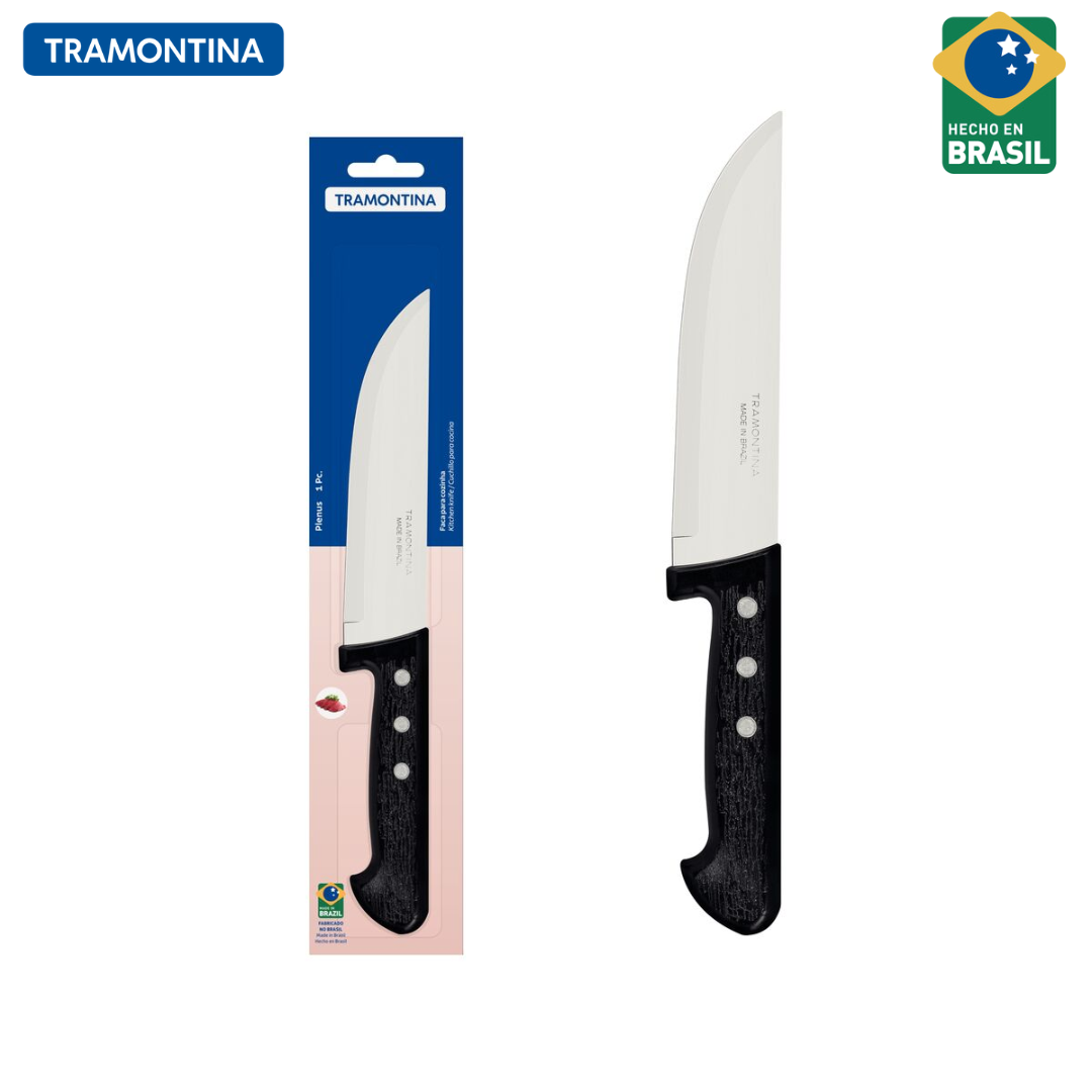 Cuchillo para Cocina Plenus con Lámina en Acero Inoxidable y Mango de Polipropileno Negro 6" Tramontina 22921/106 TRAMONTINA