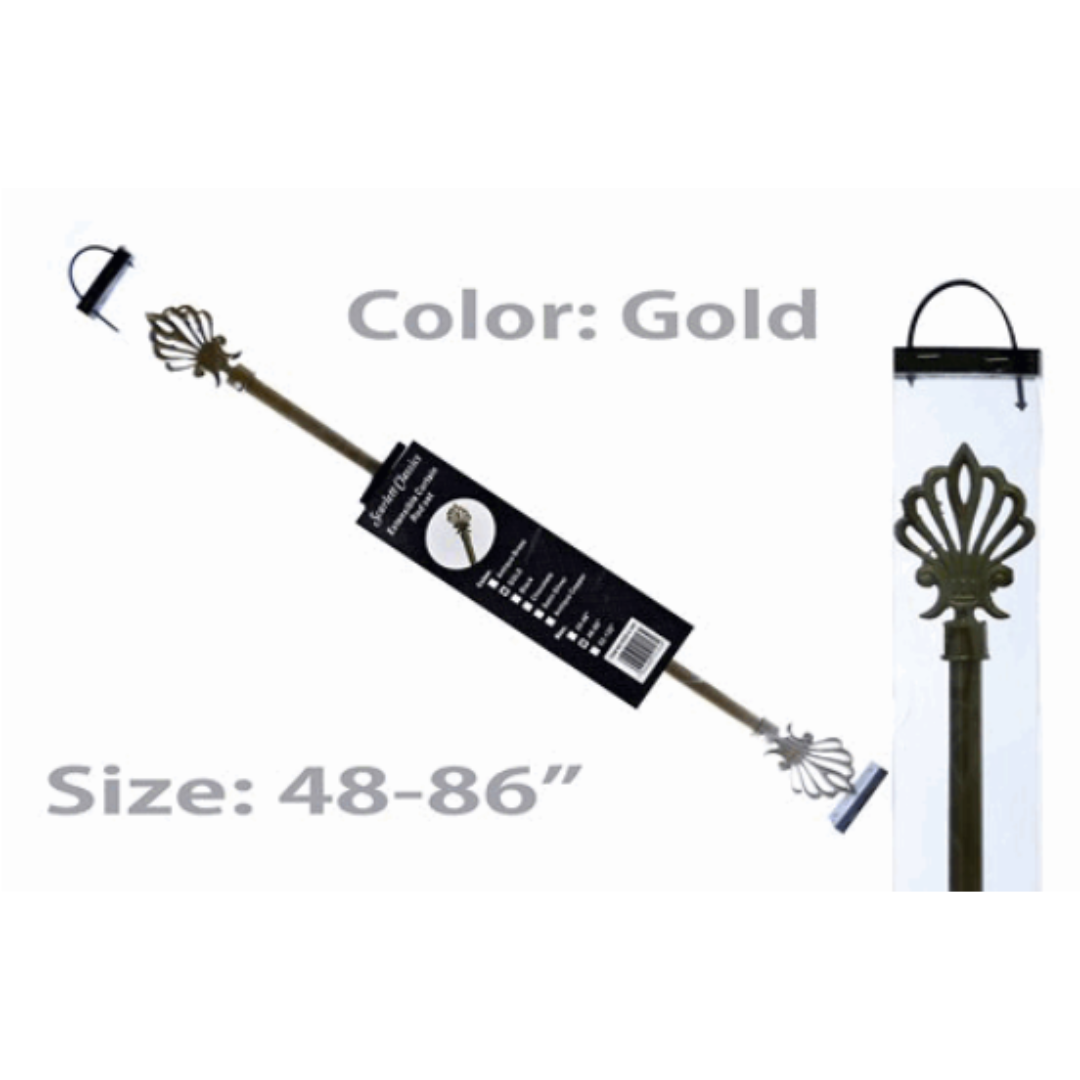 Cortinero de Metal 48x86" Dorado ROD-C-306 Cortina. Cornisa. Selecto