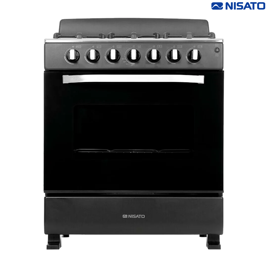 Estufa con Horno 30" 6 Quemadores a Gas Negro Nisato NE-3035RELAF (D)