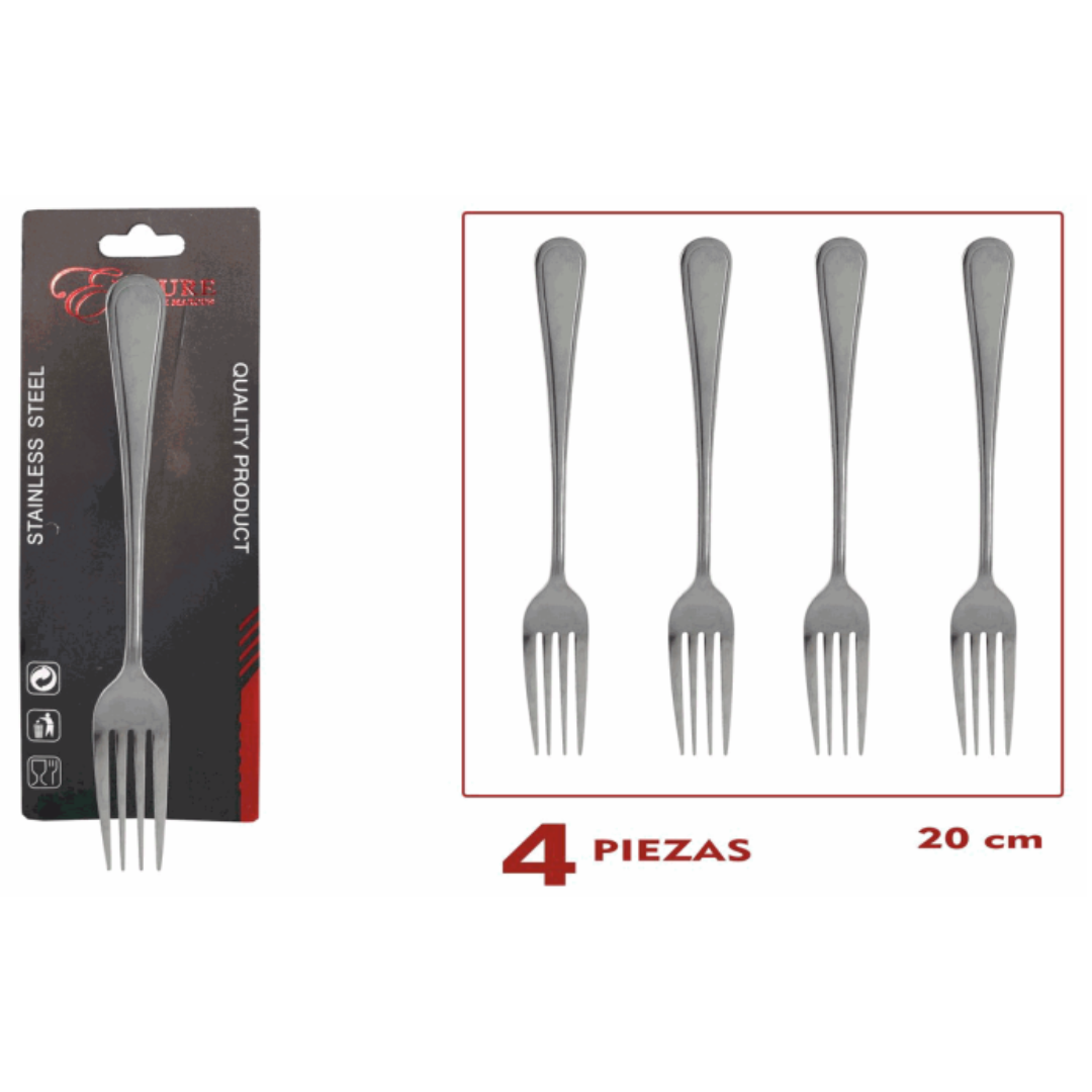 Set de 4 Tenedor de Acero Inoxidable 20cm 87606