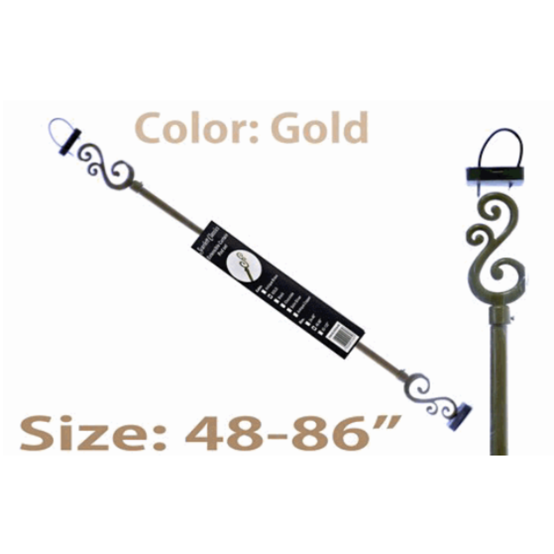 Cortinero de Metal 48x86" Dorado ROD-B-406 Cortina. Cornisa. Selecto