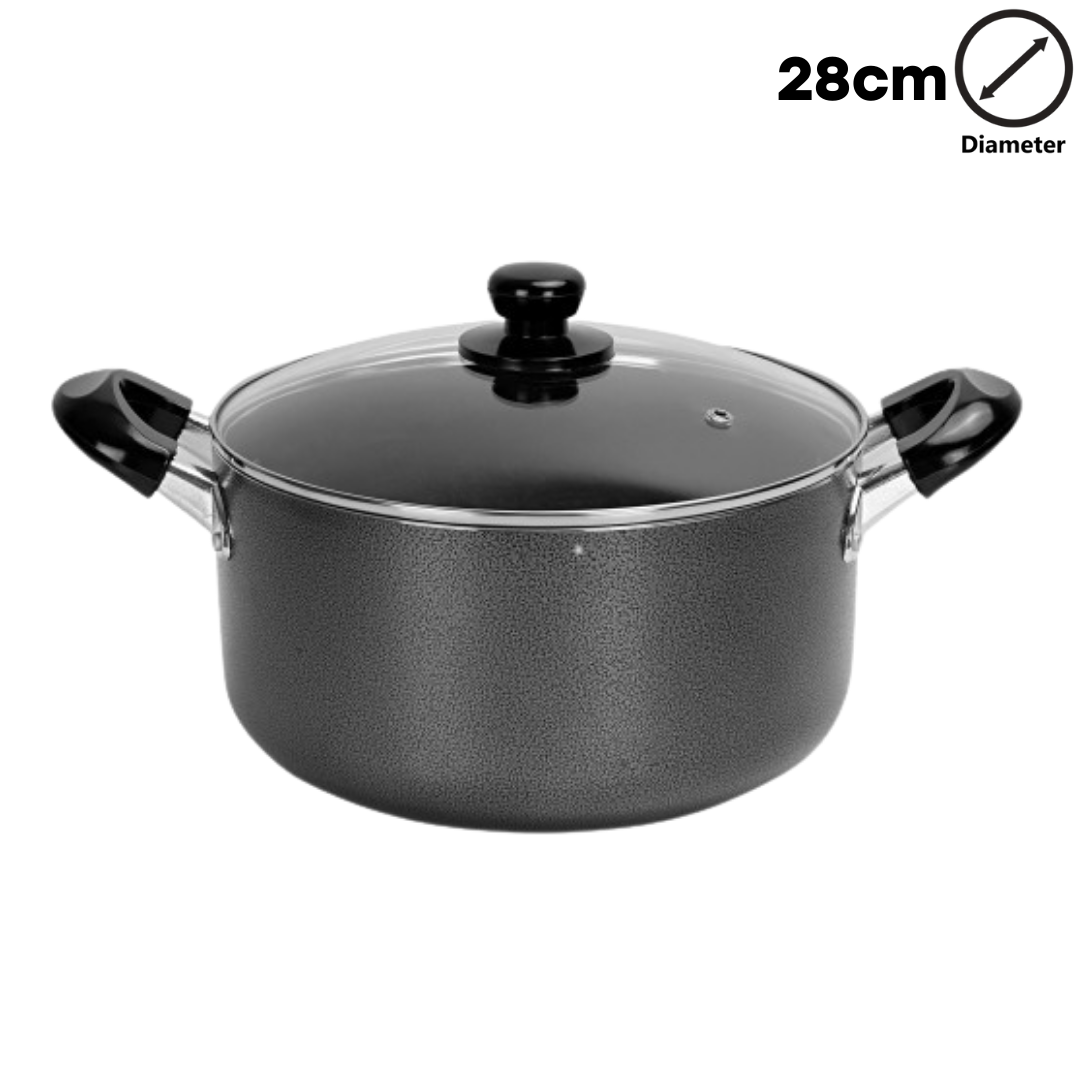 Olla de Aluminio con Tapa de Vidrio 28cm 7.2QT Lotus LHC-2028 LOTUS