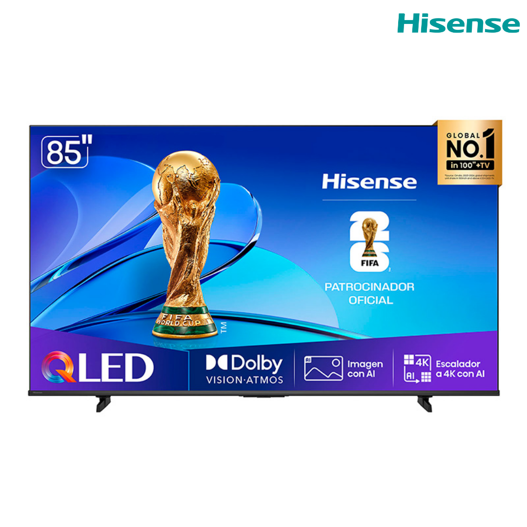 Televisor 85" QLED Smart TV UHD 4K AI VIDAA Quantum Dot + Dolby Vision Hisense 85Q6QV Televisión. HISENSE
