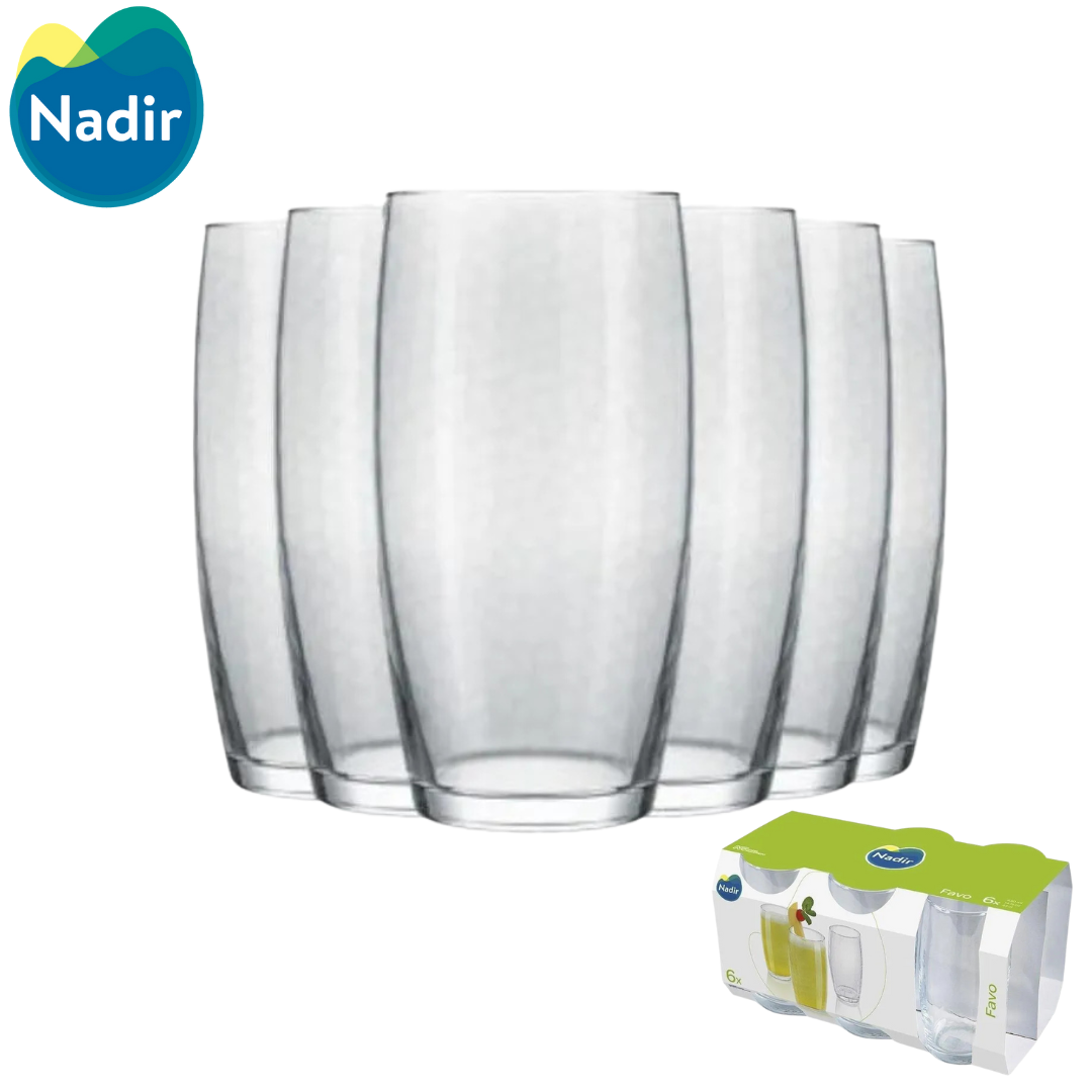 Set 6 Vasos de Vidrio Favo 430ml Nadir 76420200762849 Nadir