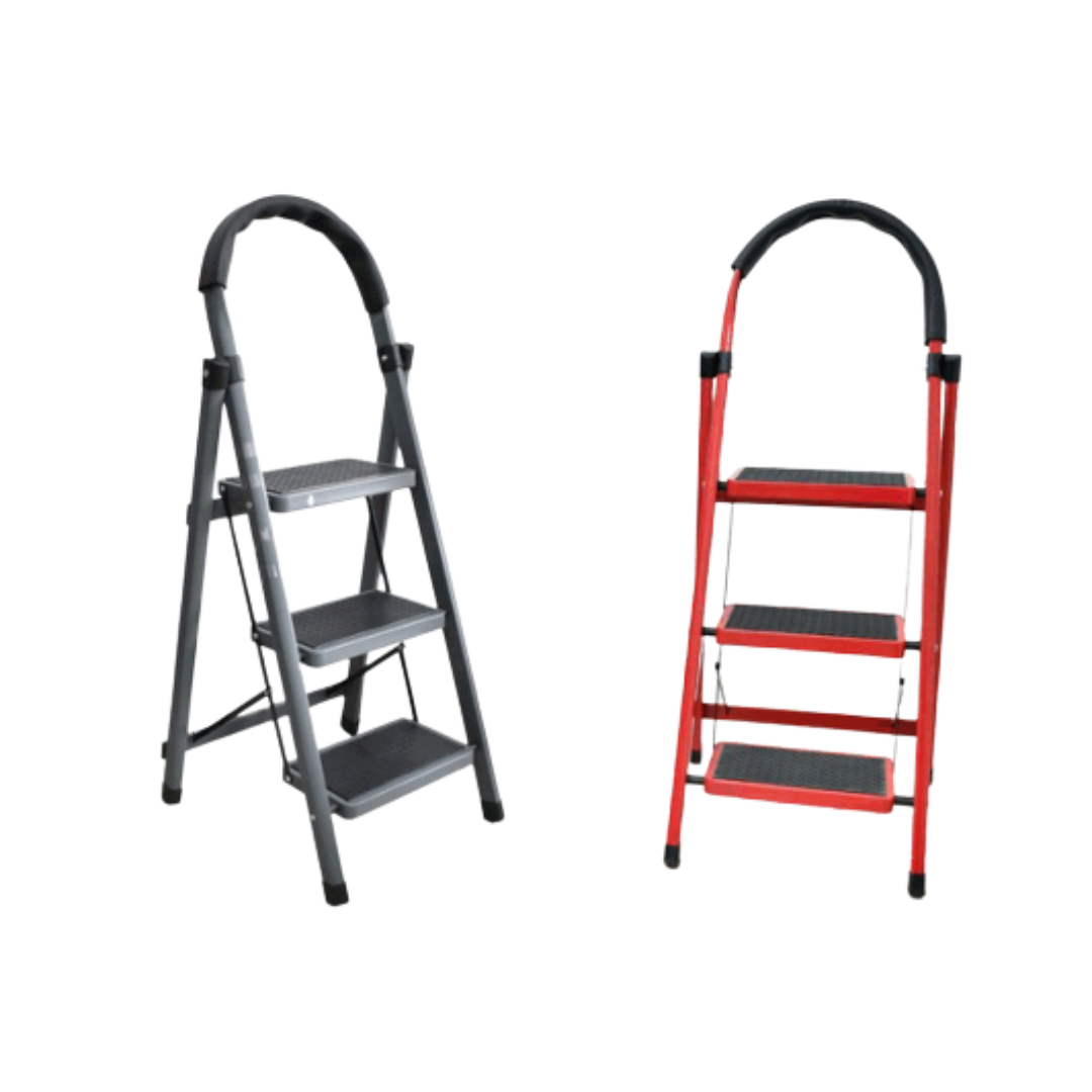 Escalera Plegable de 3 Escalones 114cm Rojo y Gris XT-3TD