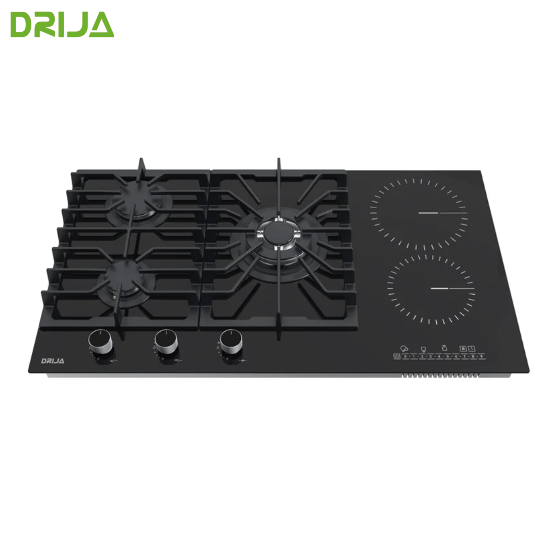 Estufa Empotrable Dual A Gas Y Eléctrica Sicilia Touch 90. Color Negro Drija