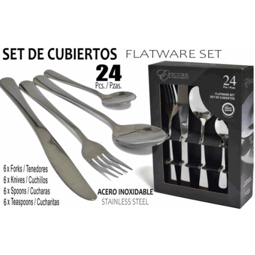 Set 24 Cubiertos de Acero Inoxidable EP-24PCS-SL17