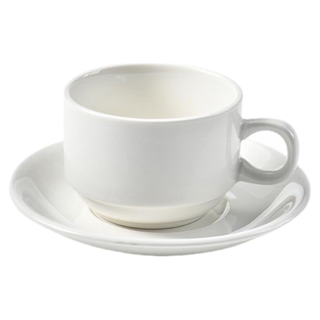 Taza con Plato de Porcelana Blanco 180ml 0537 Taza de café. Cerámica. Selecto