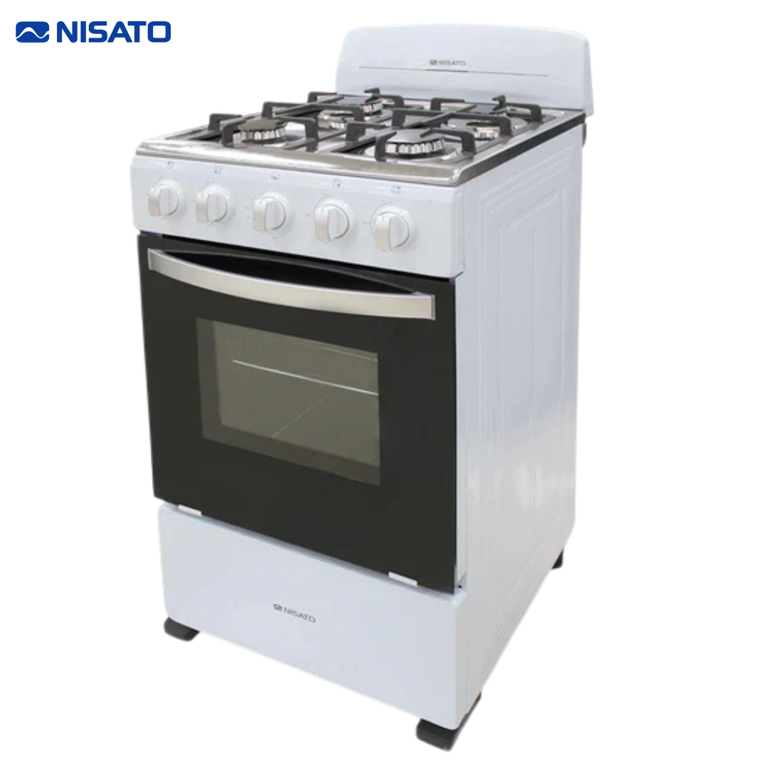 Estufa con Horno de 4 Quemadores 20" a Gas Blanco Nisato NE-2021RPHF (D) NISATO