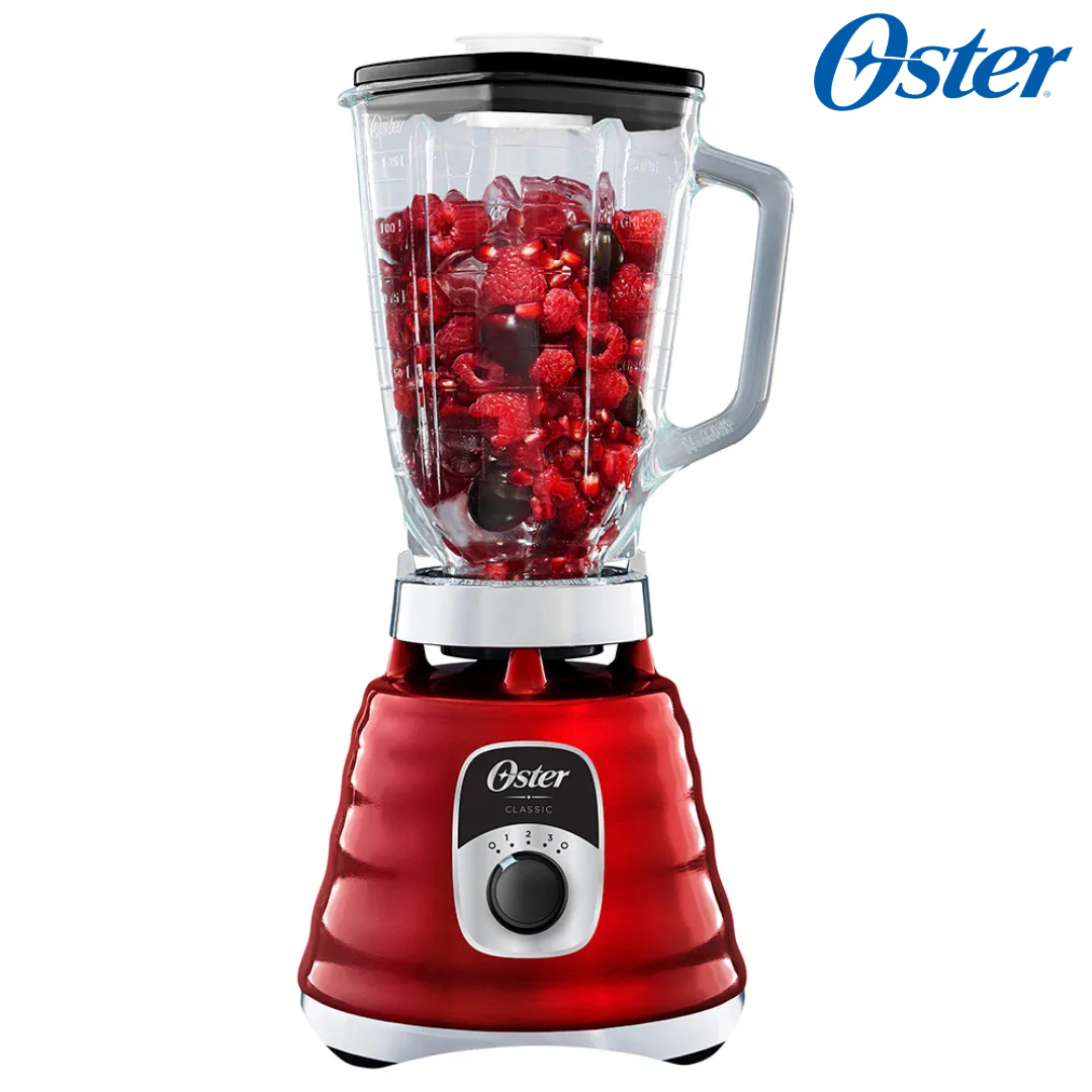 Licuadora Clásica Vaso de Vidrio 1.25L 1000W 3 Velocidades Rojo Oster BLST4126R Oster