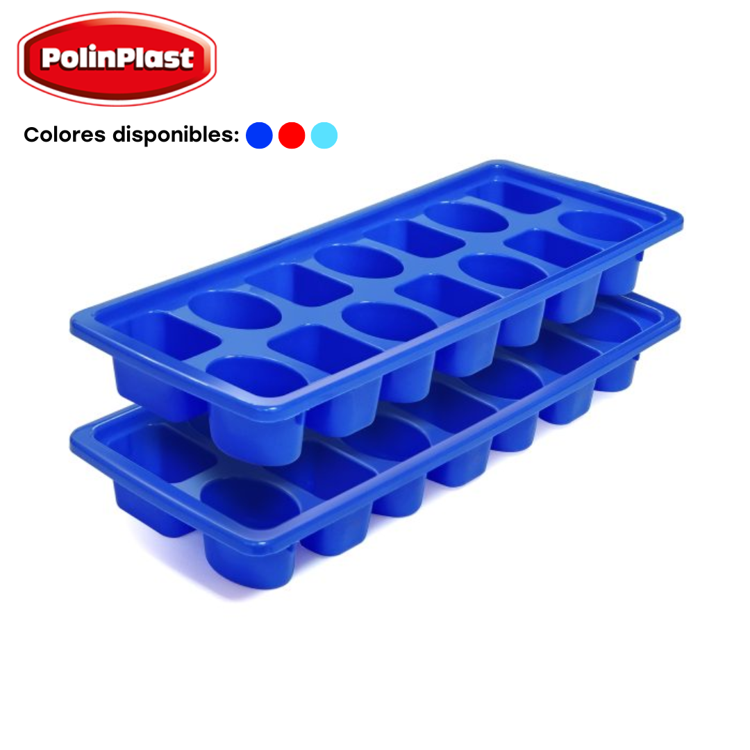Set 2 Cubeta de Hielo Plástico Polinplast 175-021 Molde de hielo. POLINPLAST