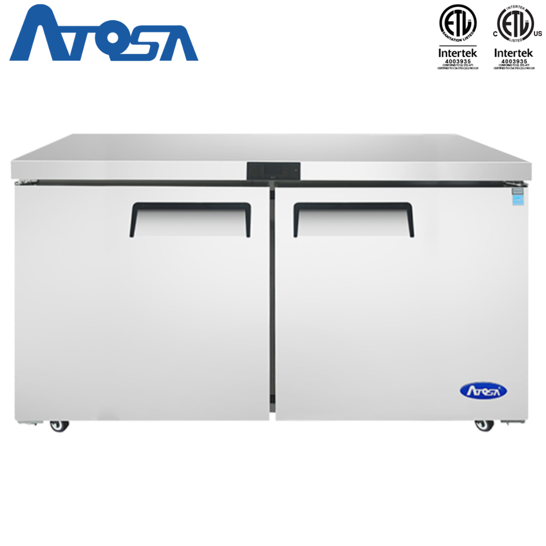 (PP) Congelador Bajo Encimera de 60"/153cm 2 Puertas Acero Inoxidable Atosa MGF8407GR Undercounter Congelador. Mesa Congelador. Freezer.