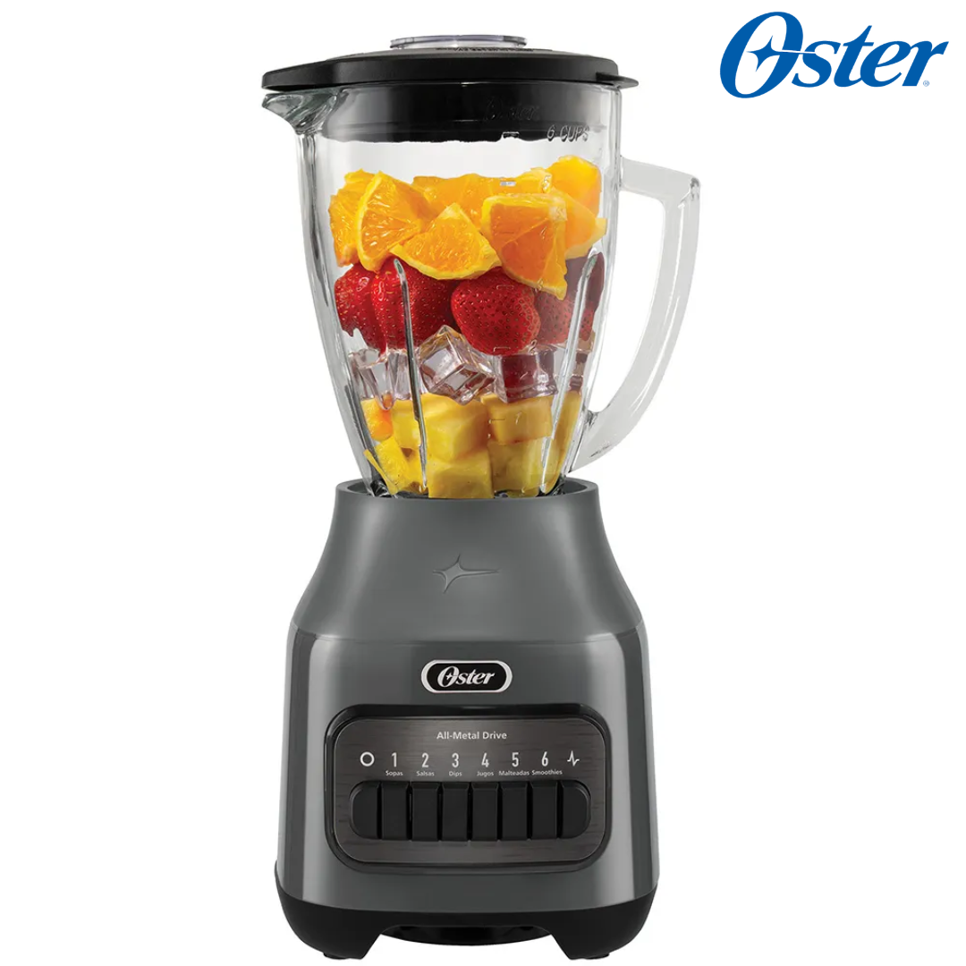 Licuadora Jarra Vidrio 1.5L 800W 6 Velocidades + Pulso Gris Oster BLSTPEG-GPB Oster