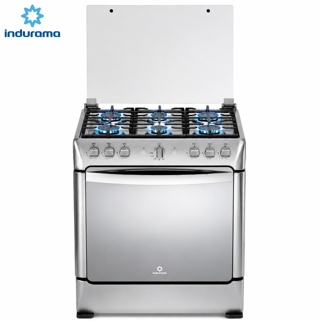 Estufa con Horno a Gas Indurama Parma Zafiro 30” 6 Quemadores – Croma