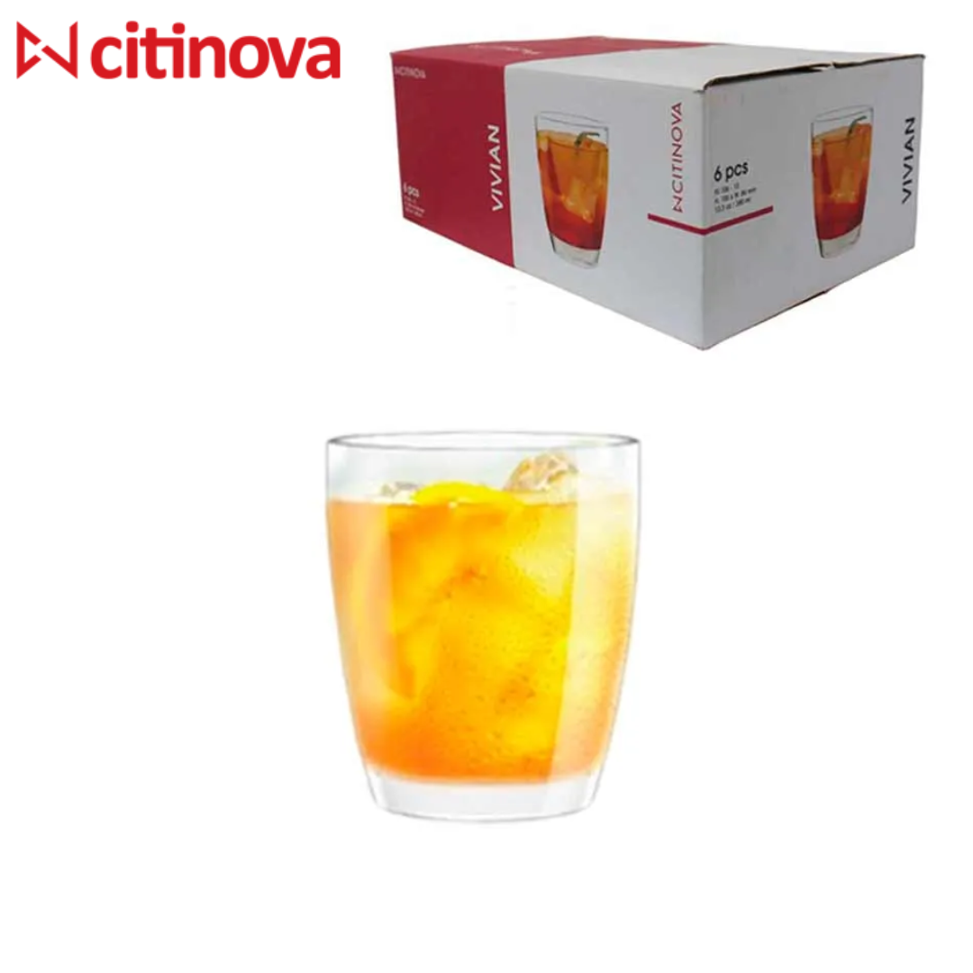(LLEGANDO 27 DE MARZO) Set 6 Vasos de Vidrio Vivian 380ml Citinova PJ-106-13