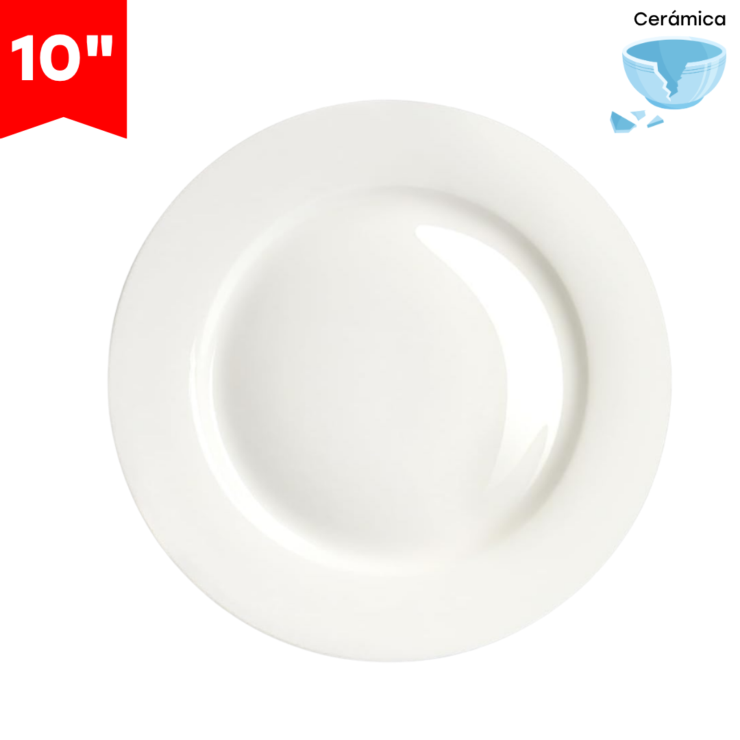 Plato Redondo de Cerámica Blanco 10" DX-0086